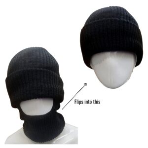 Wholesale Adult 2-in-1 Balaclava Hat and Toque – Black