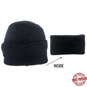 Wholesale Adult Cuffed Toque – Faux-Fur Black Lined, Black