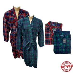 Wholesale Adult Plaid Plush Robe, Asst Colours (Size_ M-XL)