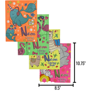 Wholesale Youth Neon Colouring Books - Asst. Styles (Size 8.5″ x 11″)