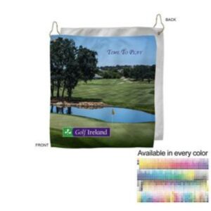 Microfiber Dri-Lite Terry Golf Towel, Finished size 15x15, Nofold Grommet & Hook, Sublimated