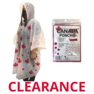 Wholesale Adult Canada Print Vinyl Rain Poncho- O_S