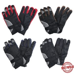 Wholesale Adult Ski Gloves with Strap & Design – Asst. Colours