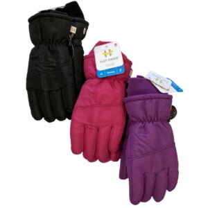 Wholesale Brand Name Youth Girl's Ski Gloves with Strap, Asst. Colours (Size: S/M & L/XL)