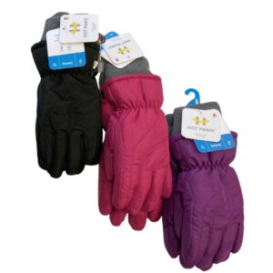 Wholesale Brand Name Youth Girl’s Ski Gloves with Strap, Asst. Colours (Size: S/M & L/XL)