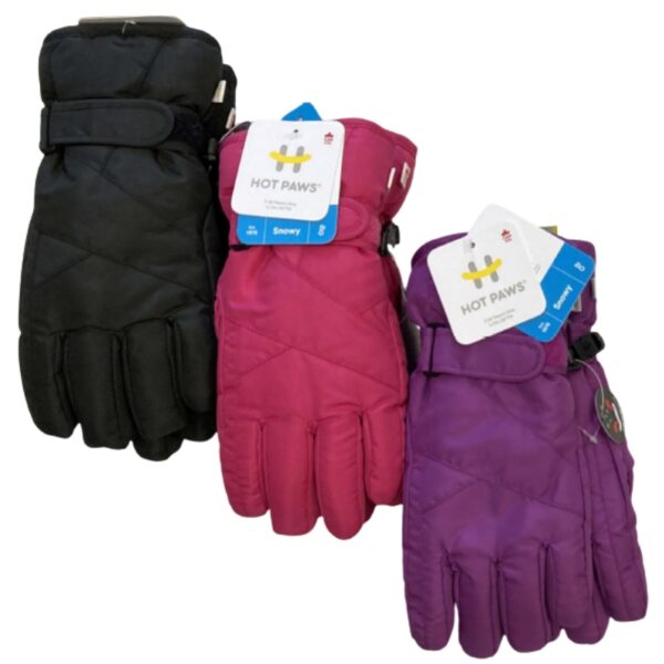 Wholesale Brand Name Youth Girl’s Ski Gloves with Strap, Asst. Colours (Size: S/M & L/XL)