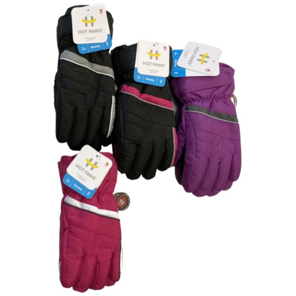 Wholesale Brand Name Youth Girl’s Ski Gloves, Asst. Colours (Size: S/M & L/XL)