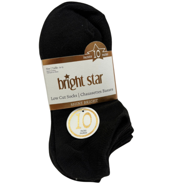 Wholesale Ladies' Low Cut Black Socks, 10-Pack - Size 9-11 ($0.95 Each)