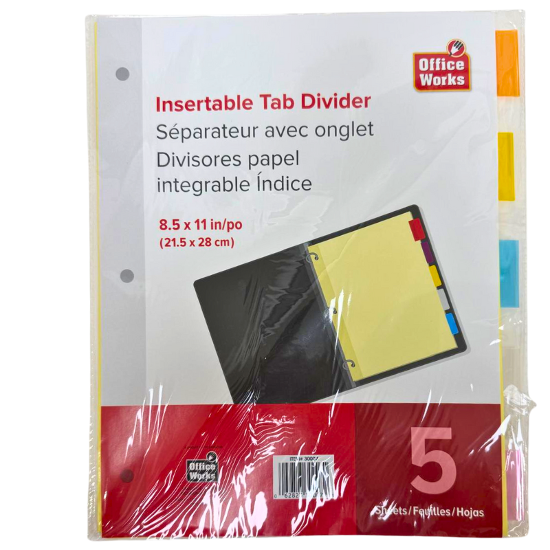 Wholesale Dividers with Insertable Tab- 5-pack (8.5 X 11")