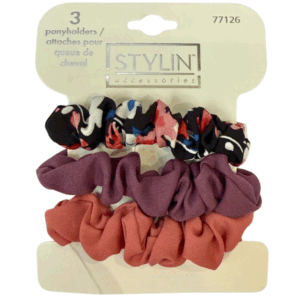 Wholesale Hair Scrunchy - Asst Colours 3-Pack ($0.67 each)
