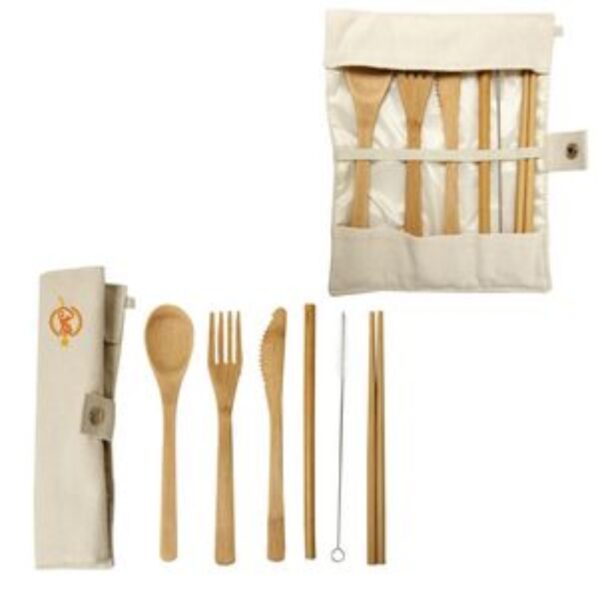 Custom Green Bay Bamboo Utensils with Carry Pouch
