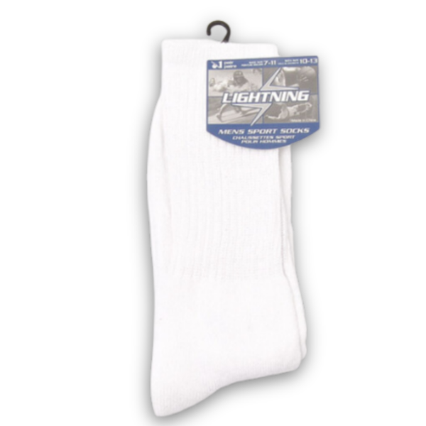 Wholesale Adult Sport Socks 1-Pack - White (Size 10-13)