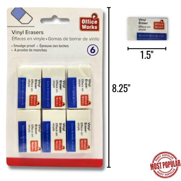 Wholesale 6-Pack Office Works Erasers ($0.25 each)