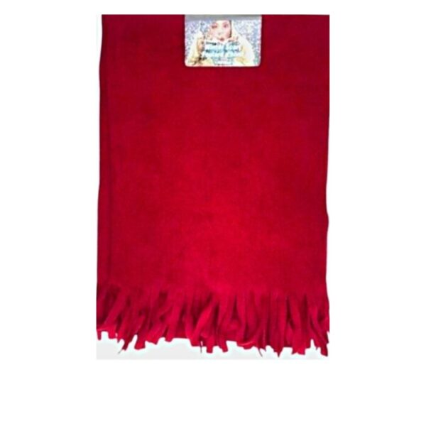 Wholesale Adult Polar Fleece Scarf with Fringe – Solid Red