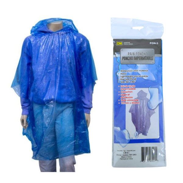 Wholesale Adult Rain Poncho - Blue