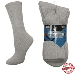 Wholesale Adult Sports Socks, Grey – Size 10-13, 3-Pack ($1.10 Each)