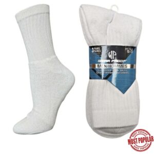 Wholesale Adult Sports Socks, White – Size 10-13, 3-Pack ($1.10 Each)