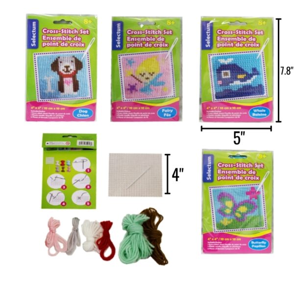 Wholesale Cross-Stitch Activity Set – 4 Asst. Styles (Size 4″ x 4″)