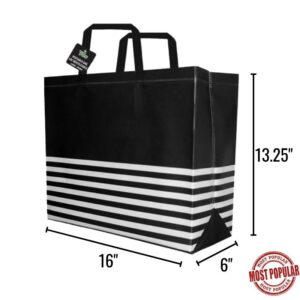 Wholesale Jumbo Tote Bag - Black with Stripes (13_X16_X6_)