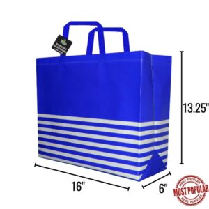 Wholesale Jumbo Tote Bag - Blue with Stripes (13_X16_X6_)