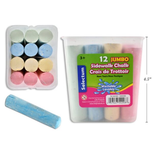 Wholesale Selectum Sidewalk Chalk in Bucket,12-Pack ($0.25 Each)