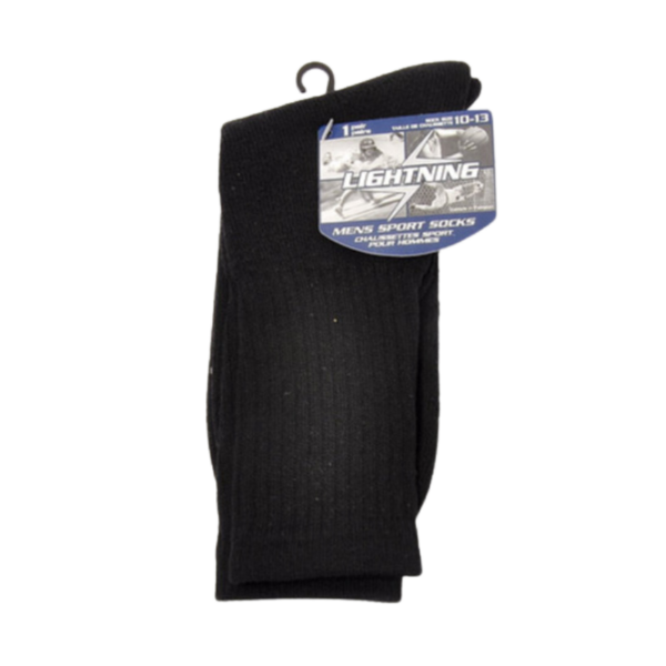 Wholesale Adult Sport Socks 1-Pack - Black (Size 10-13)