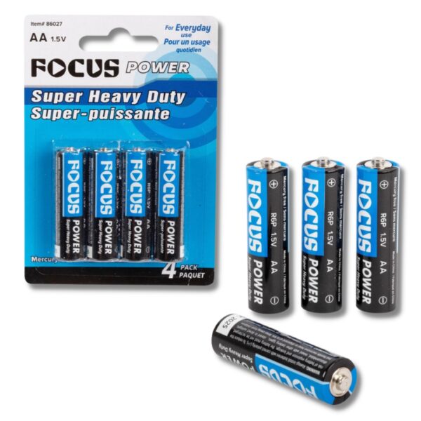 4 Pack AA Batteries Case Pack 12