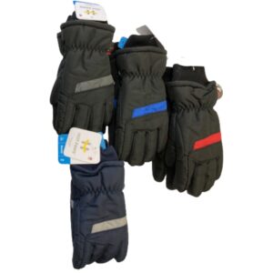 Wholesale Brand Name Youth Ski Gloves- Stiped, Asst. Colours (Size: S/M & L/XL)