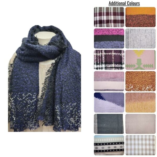 Wholesale Ladies Chunky Winter Scarf – Asst Colours & Patterns