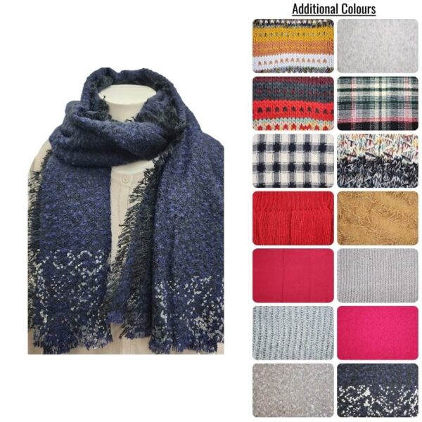 Wholesale Ladies Chunky Winter Scarf – Asst Colours & Patterns