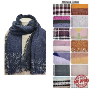 Wholesale Ladies Chunky Winter Scarf – Asst Colours & Patterns