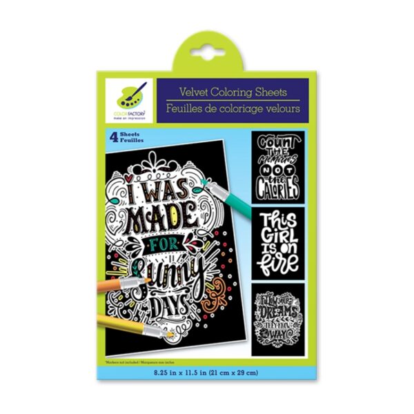 Velvet Colouring Pages 4 Pages - Quote Packaging