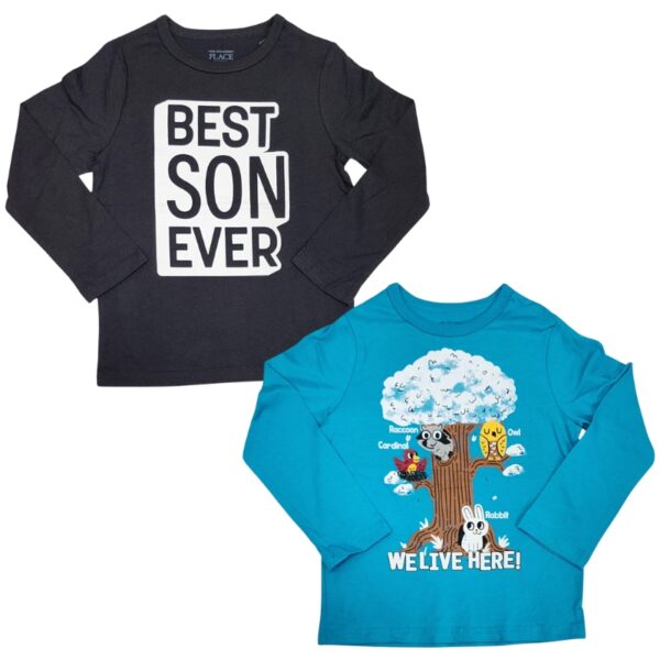 Wholesale Boys Long Sleeve Graphic Shirt – Asst. Colours (Size 2T-5T) - Image 3