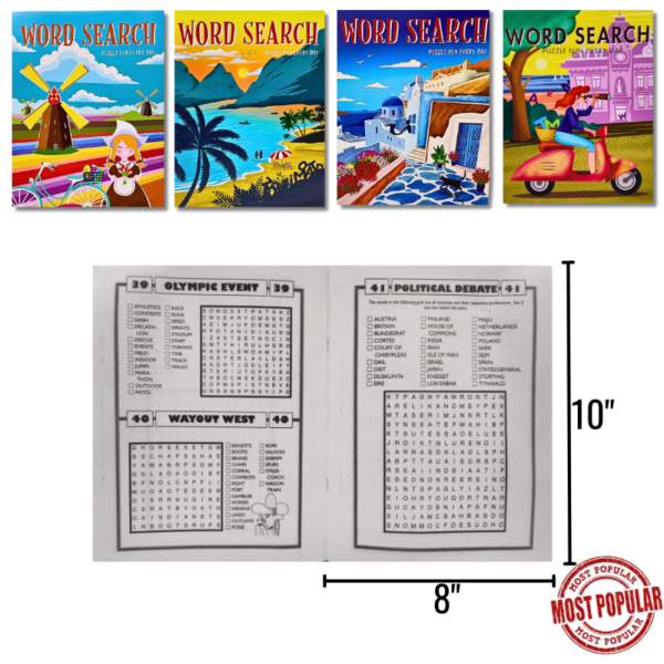 Word Search Book - Large Print 8x10 - 4 Asst