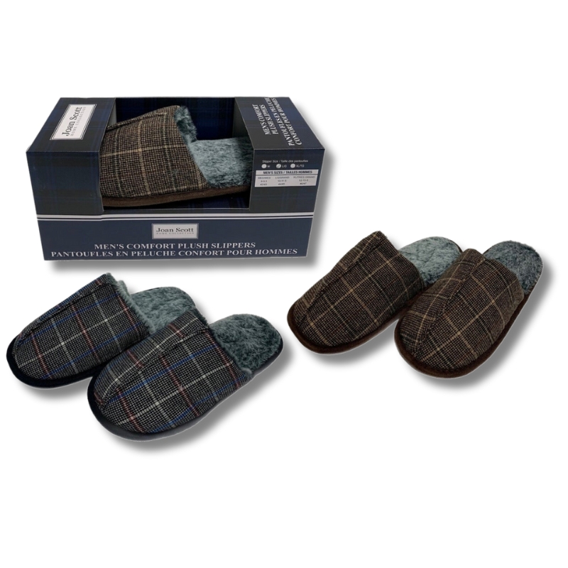 Wholesale Mens Memory Foam Slippers - Plaid in Canada | Bargains Group