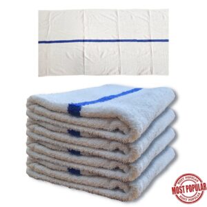 Wholesale Bath Towels – White w Blue Stripe