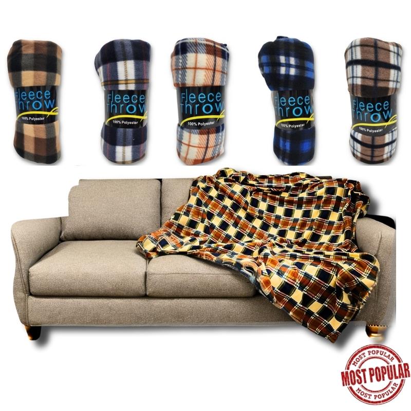 Wholesale Plaid Fleece Throw Blanket 78 X 66 in Canada Bargains Group