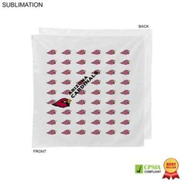 White Square Bandana, 22x22, Sublimated Full Color Logos