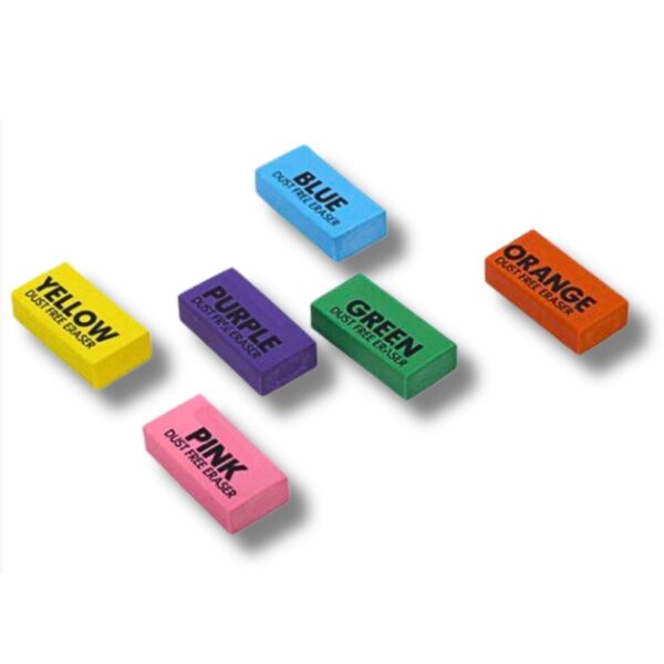 Wholesale 6-Pack Office Works Erasers - Multi Colour