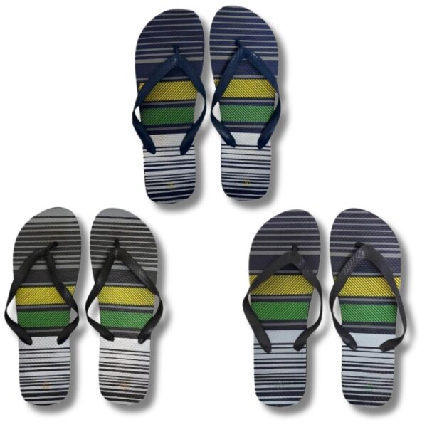 Wholesale Adult Striped Flip-Flops (Size: 7-11)