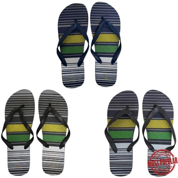 Wholesale Adult Striped Flip-Flops (Size: 7-11)