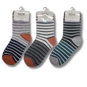 Wholesale Boys’ Quarter Stripe Socks – Size: 9-3.5