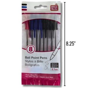 Wholesale Brand Name Office Works Ball Point Pen, 8-Pack ($0.20 Each)