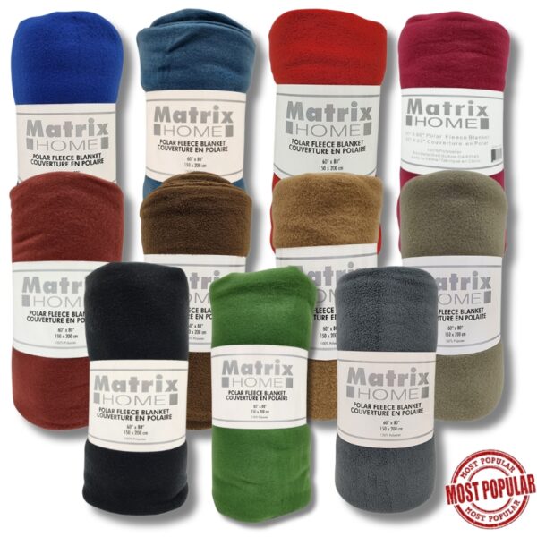 Wholesale Polar Fleece Blanket – Asst. Dark Colours (60” x 80”)