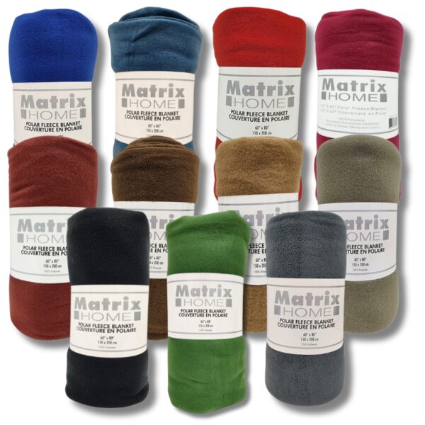 Wholesale Polar Fleece Blanket – Asst. Dark Colours (60” x 80”)
