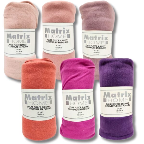 Wholesale Polar Fleece Blanket – Asst. Pinks and Purples (60” x 80”)