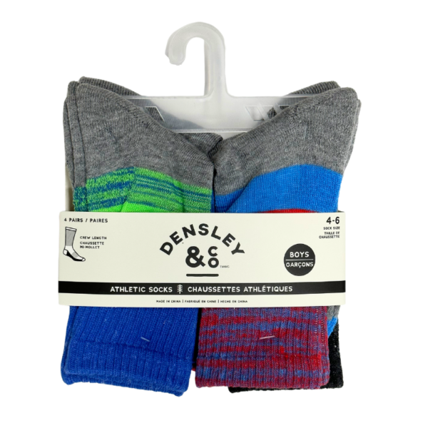 Wholesale Boys' Crew Socks, 4-Pack - Size: 4-6 ($2.00 Each)