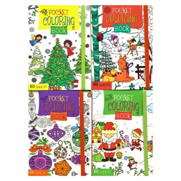 Christmas Pocket Colouring Books - 4 Assorted