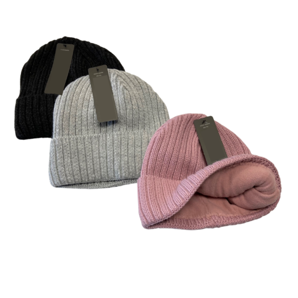 Wholesale Brand Name Winter Women's Polar Fleece Lined Knit with Cuff Pom Pom Toque