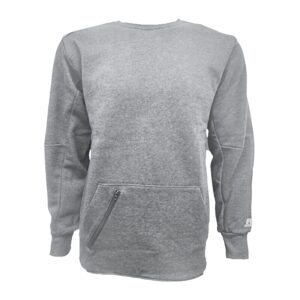 Wholesale Adult Crew Neck with Zipped Pockets, Fleece – Grey (Size Small)